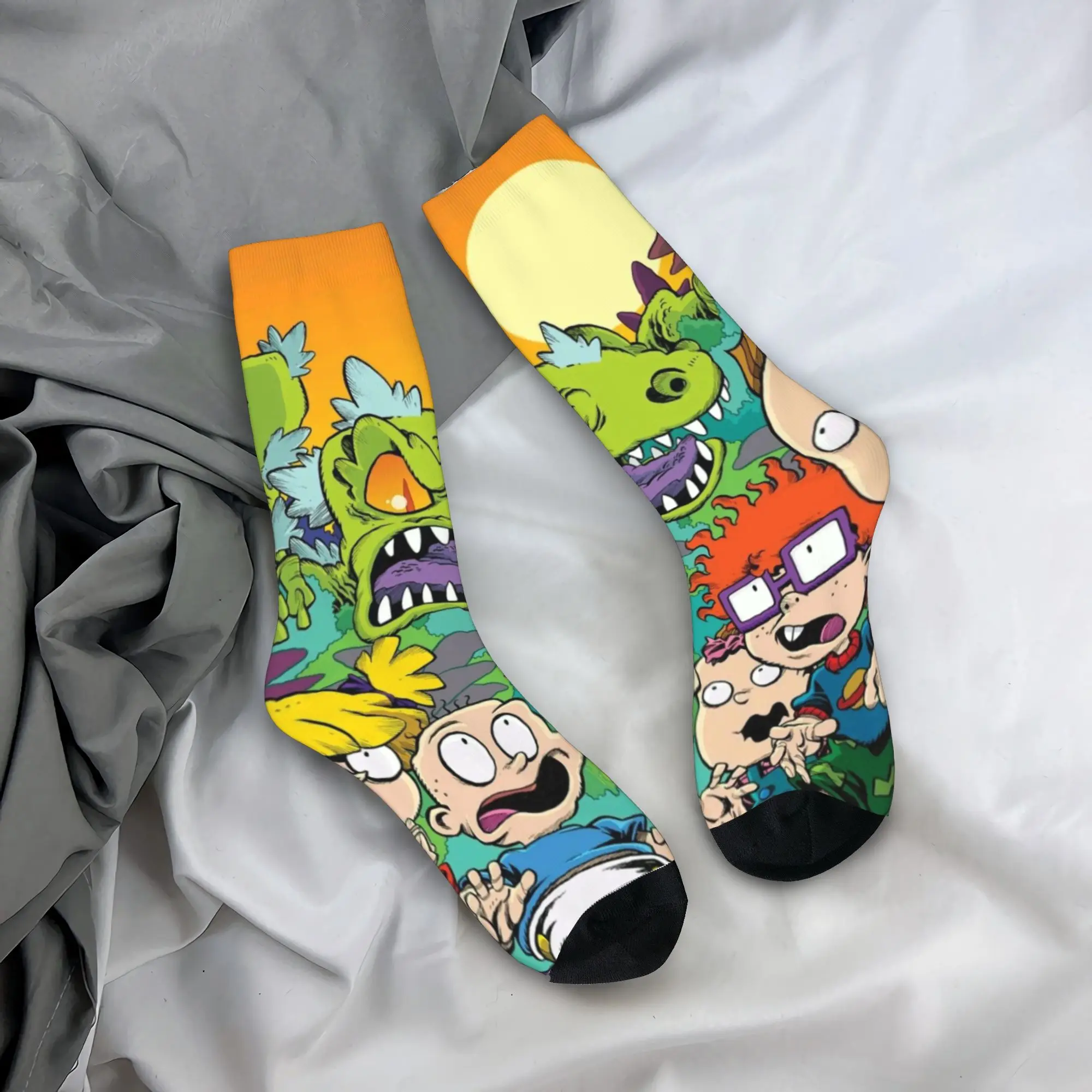 R-Rugrats الكرتون الجوارب نمط جوارب عدم الانزلاق الرجال الجوارب عالية الجودة الخريف القوطية الجري جوارب رياضية