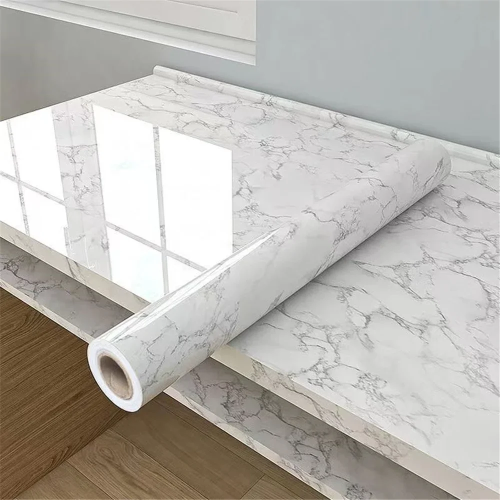 

Marble Vinyl Wallpaper for Walls In Rolls Waterproof Wall Stickers Bathroom Table Kitchen Adhesive Sticker for Furniture Decor