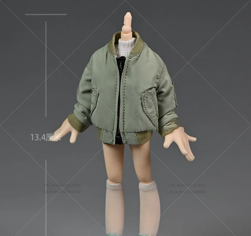 1/12 Skala Przystojny Modny Wojskowy Zielony Podwójna Kieszeń Okrągły Płaszcz Pasuje do 6 cali 13.4 CM BJD SD Figurka akcji Model Zabawki