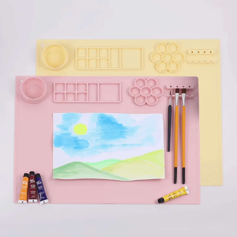 DIY Silicone Painting Mat Art Painting Color Art Crafts Pads Handmade Paint Brush Holder Graffiti Art Mat Oil/Color/Graffiti Art