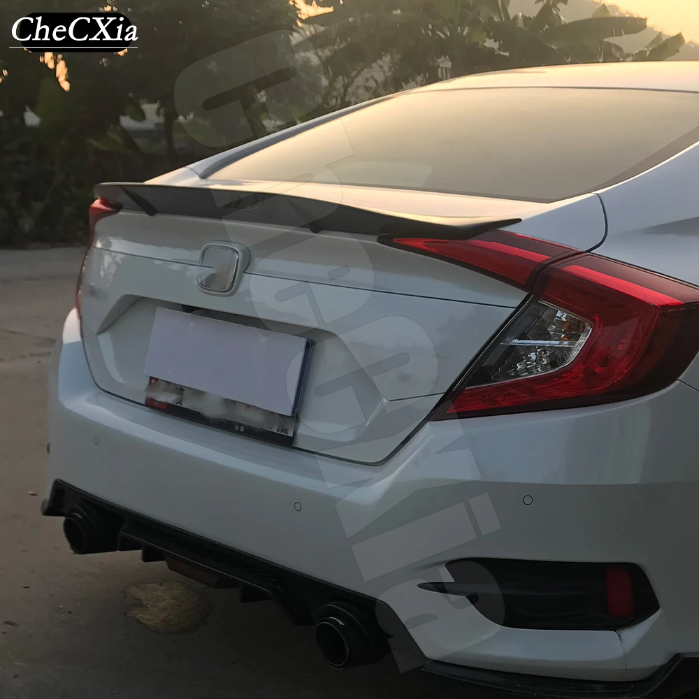 Suitable For 2016-2021 Honda 10th Generation Civic With Glossy Black Rear Spoiler Luggage Compartment Lid Spoiler And Rear Wing