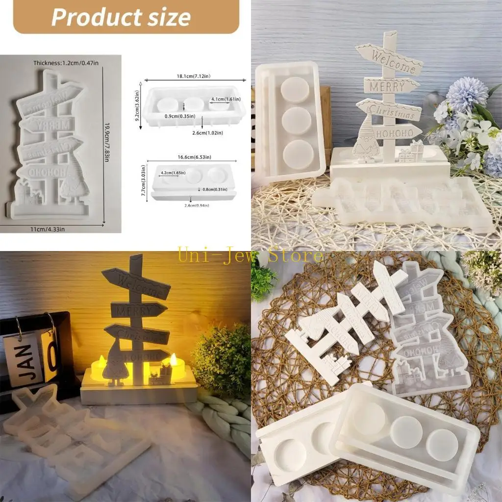 

40GB Unique Holder Silicone Molds Creative Candlesticks Silicone Moulds Santa Sign Insert Mold for Crafting