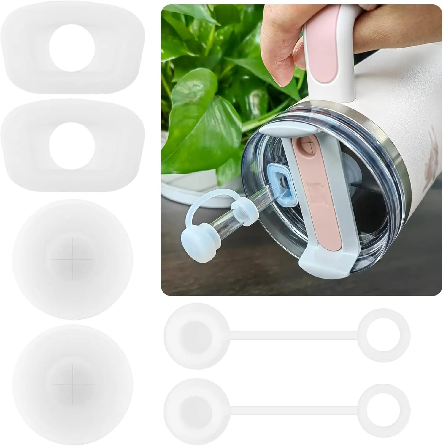A set of leak-proof silicone stoppers, suitable for Stanley Cup, leak-proof accessories, 6-piece set