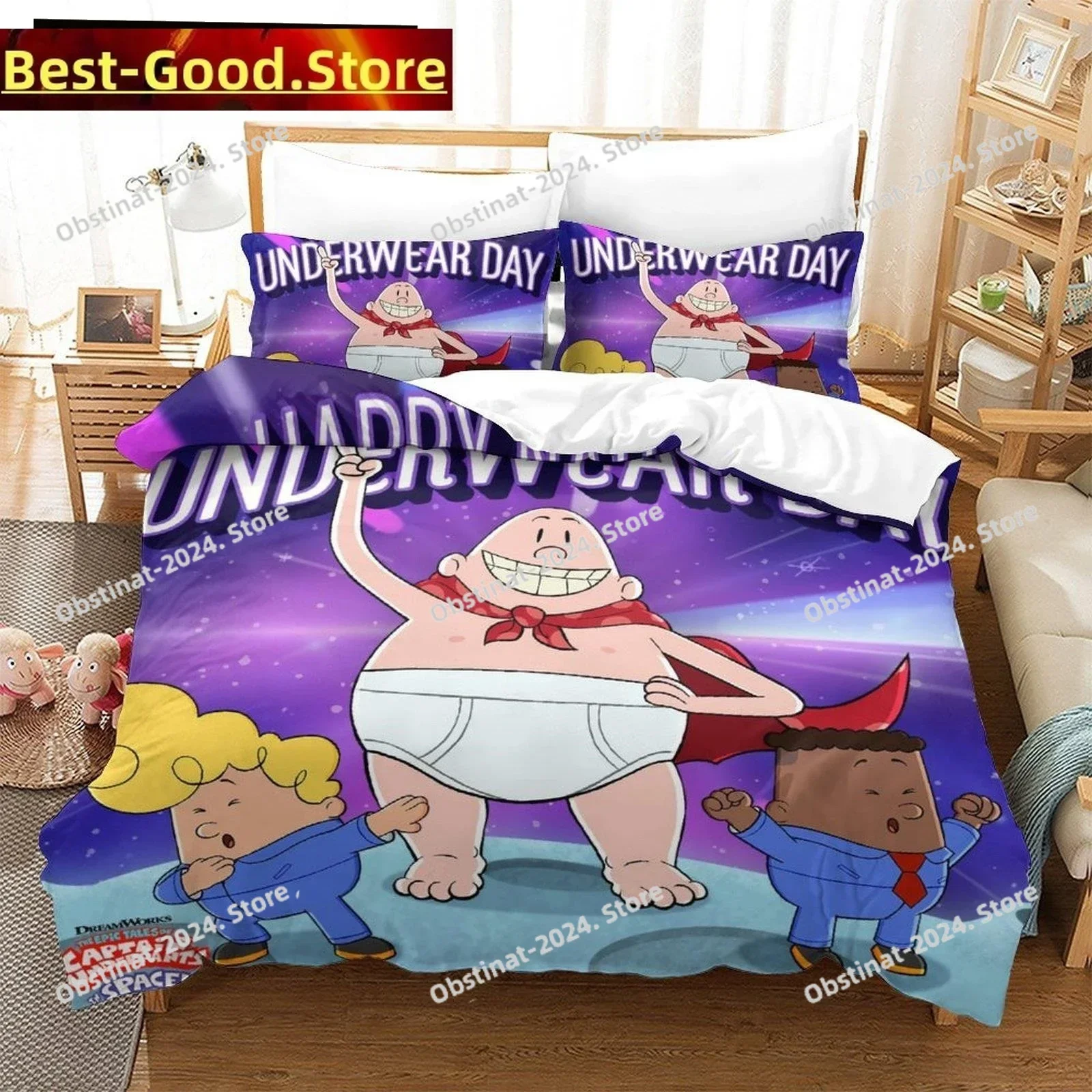 

Fashion Cartoon Kawaii Captain Underpants Bedding Set Printed Comforter Quilt Bed Cover Pillow Case 3 Pieces Set Kids Adult Size