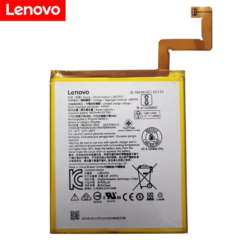 Original 4850mAh L18D1P32 Tab Replacement Battery For Lenovo Tablet M10 TB-X605L TB-X605F TB-X605M TB-X505X x505L+ Tools kit