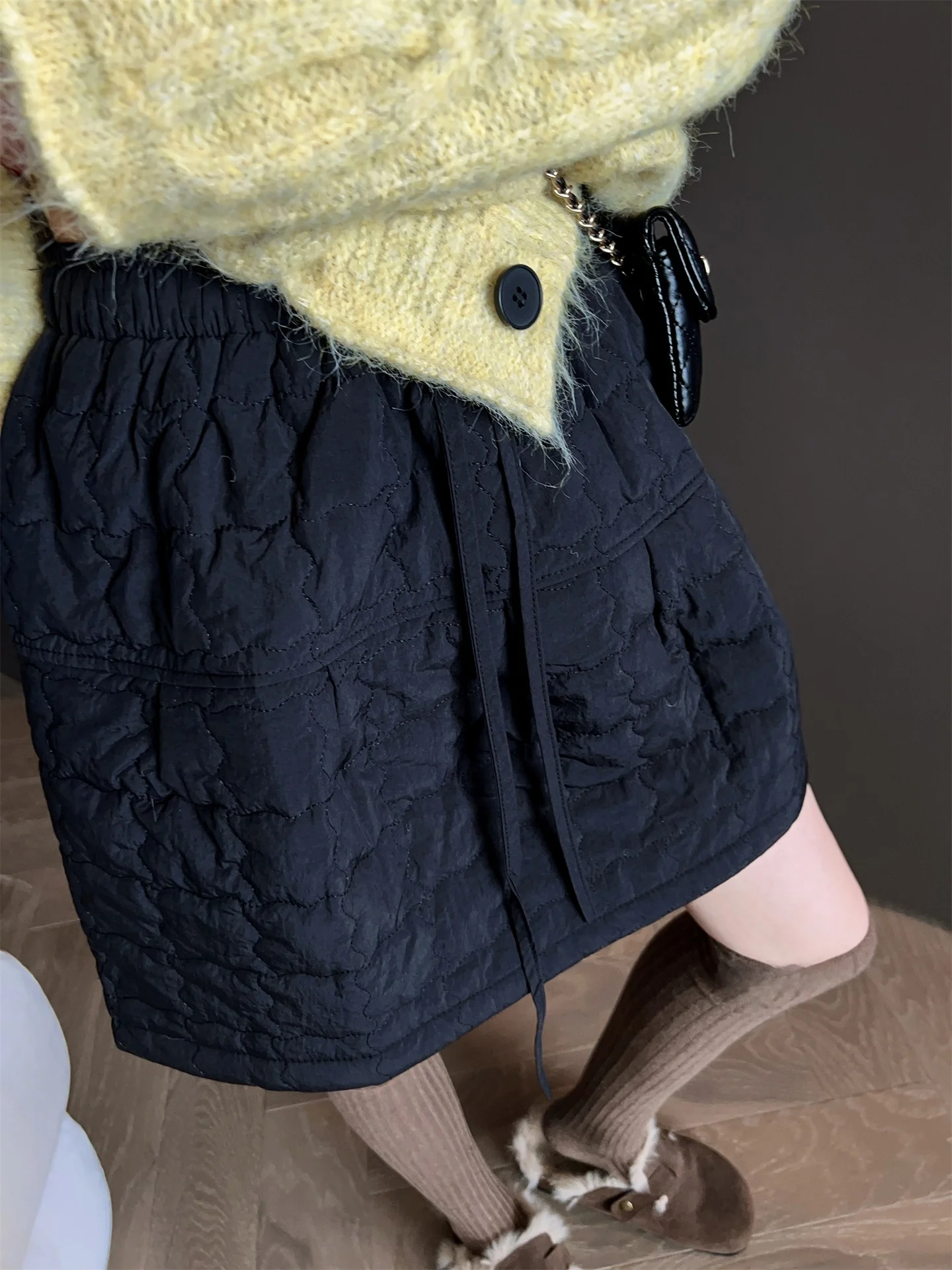 

Faion High Waist Cotton Lined ort Skirt Loose Women's Sle Autumn Winter New Arrival A-Line Skirt Casual Wear