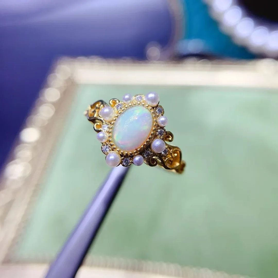 

Alluring Natural Fire Color Opal Ring 925 Sterling Silver Glamorous Artfully Designed Jewelry Present Designer Design