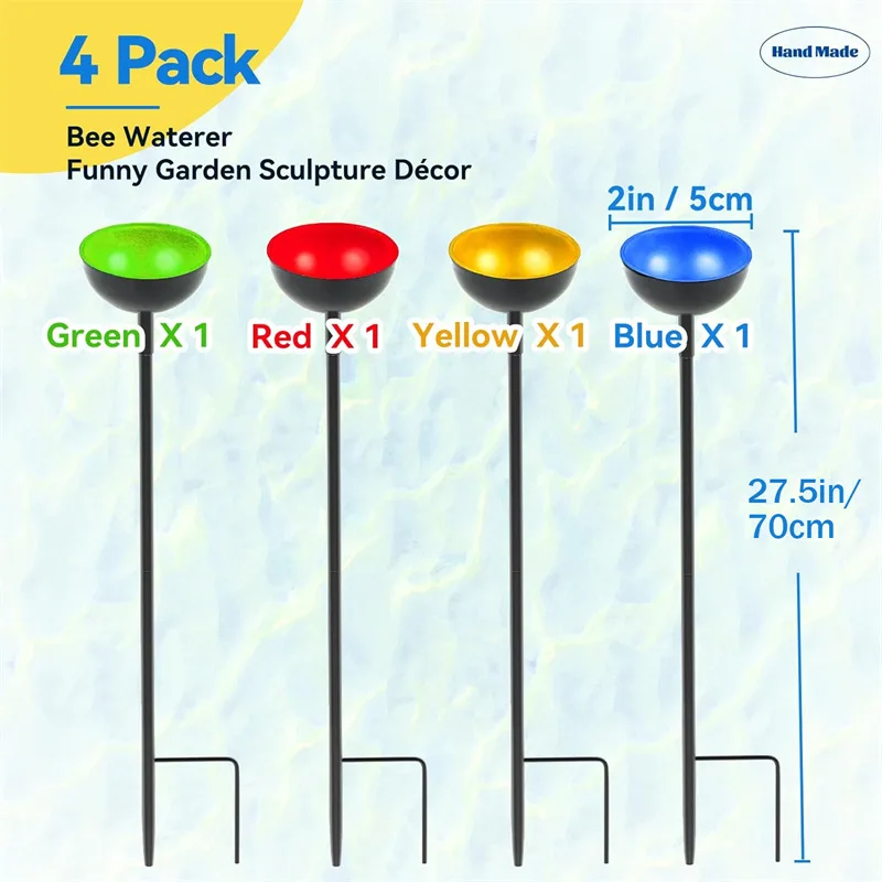 

Bee Watering Station Metal Bee Water Feeder with Stake Butterfly Bath Bowl Multi-Function Standing Bee Feeder Gardening Supplies
