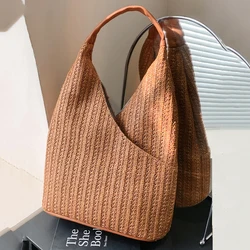 Fashion Straw Bag Designer Shoulder Bag Women Tote Summer Beach Vacation Bag Bohemian Shopping Pocket Crossover Sacos De Ombro