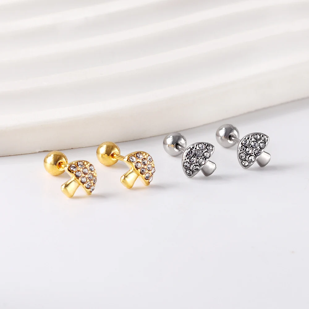 LUXUKISSKIDS 12Pairs/Lot Tiny Heart Star Stud Earrings Cute Mushroom Tail Exquisite Women\'s Jewelry On Ears Bulksale Accessories