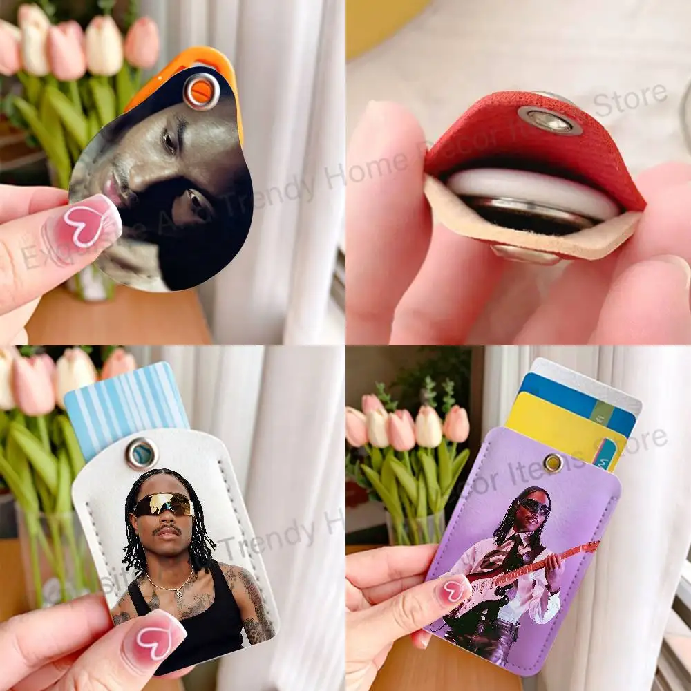 S-Steve L-Lacy Oh Yeah Leather Card Holder with Exquisite Keychain purpose Case for Air Tag Metro ID Access Control Card