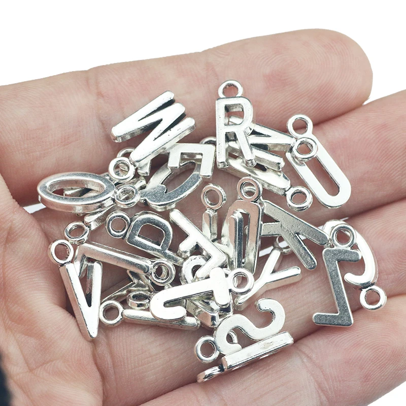 Wholesale 130 Pieces(5 sets)/Lot Alloy Metal Diy Jewelry Making Charms Antique Silver Plated Letters Initial Alphabet Charms