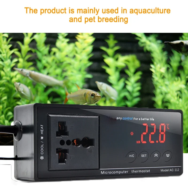 AC-119 LCD Display Insert Temperature Controller Digital Display Pet Heating Pad Heating Lamp Matched Temperature Controller