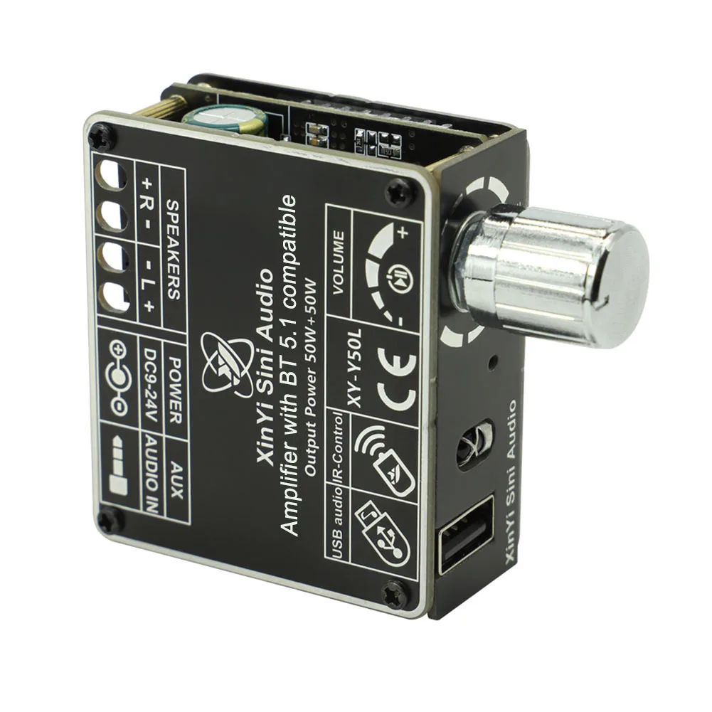 XY-Y50L Stereo Audio Power Amplifier Board Module Bluetooth-Compatible 5.1 AUX USB 50W with Remote Control