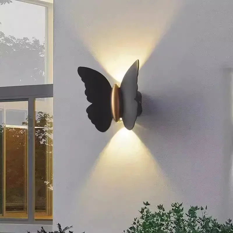 Outdoor Wall Lamp Butterfly Wall Wash LED Lights Waterproof Modern Staircase Aisle Courtyard Balcony Background Decor Fixture