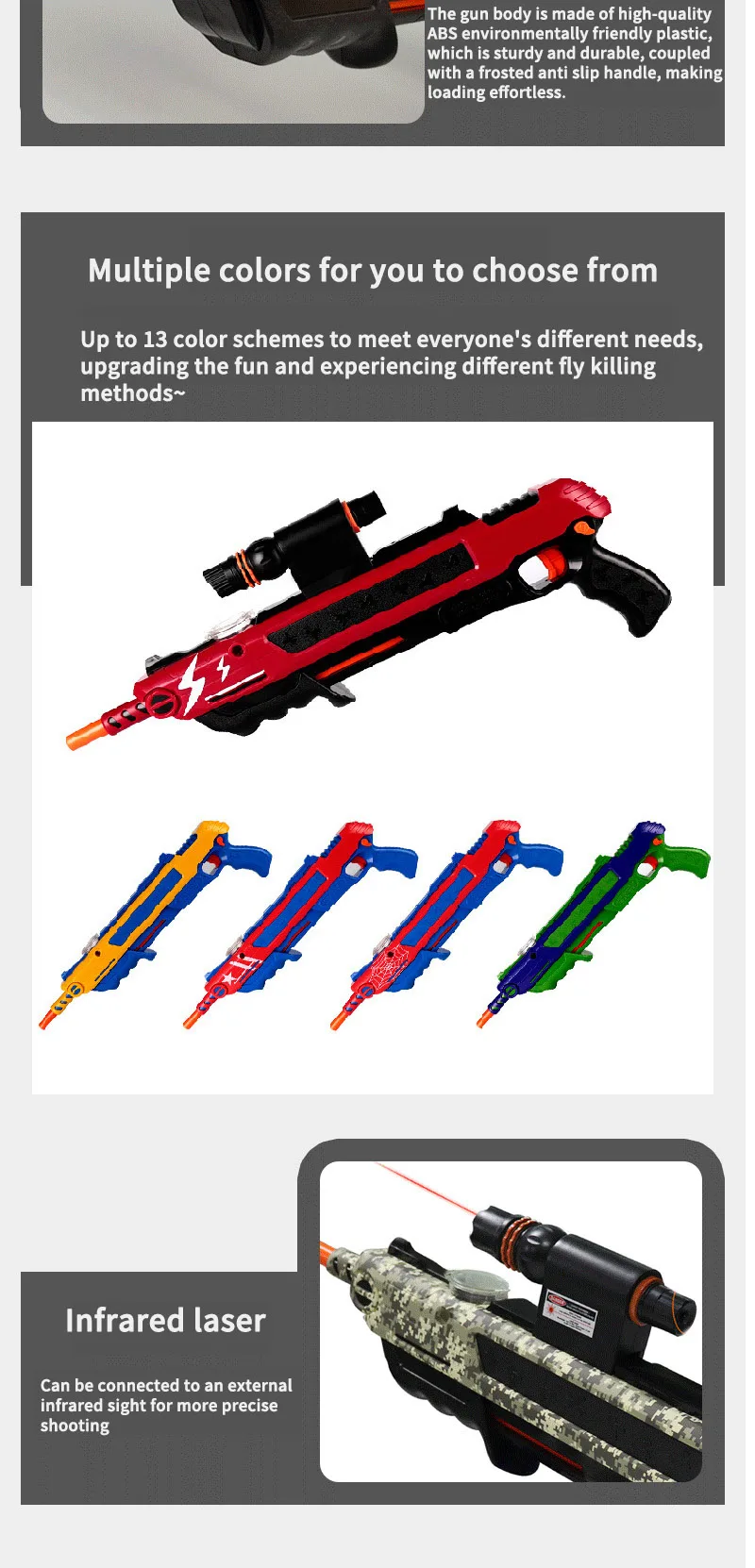3.0 Upgraded Fun Shooting Salt Gun with Aiming Lens Design, Comfortable and Smooth Trigger Operation Safe Mosquito Repellent Toy