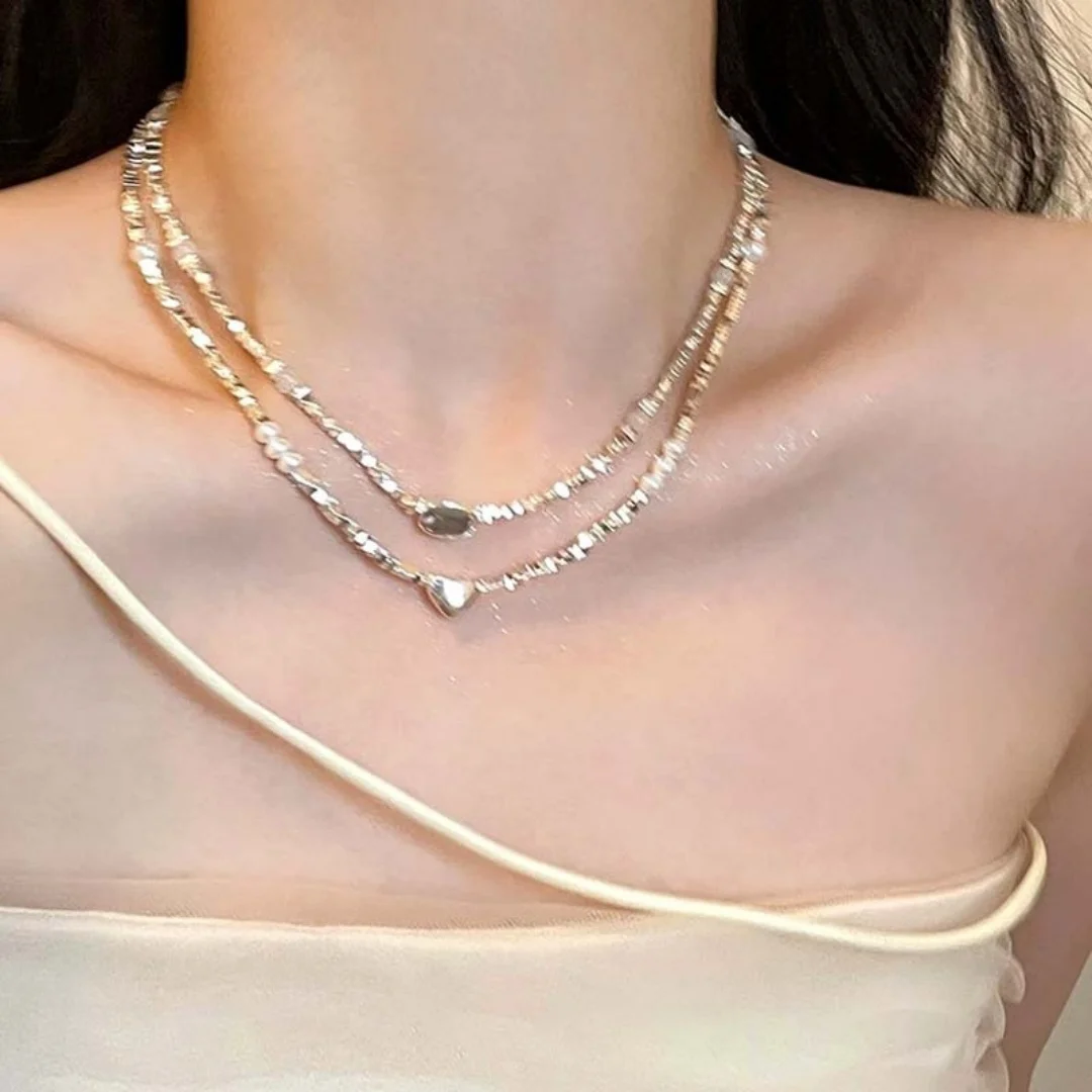 

DUTRIEUX Luxury Light luxury Zircon Love Heart Pendant Necklace Women Summer Niche High-end Feel Accessories Cold Elegant Jewelr