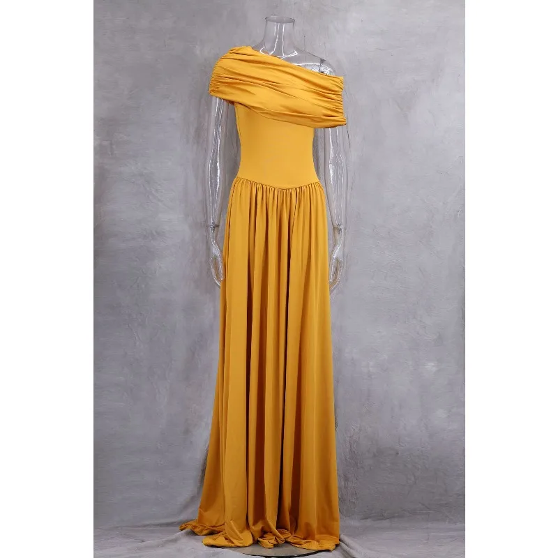 

Slant Shoulder Slim A Character Temperament Women's Banquet Dress