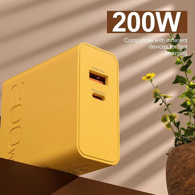 Xiaomi 200W 2-In-1 Ultra Fast Charger USB PD Type C Quick GaN Phone Charger For Iphone Huawei Samsung EU US Plug ﻿Wall Adapter