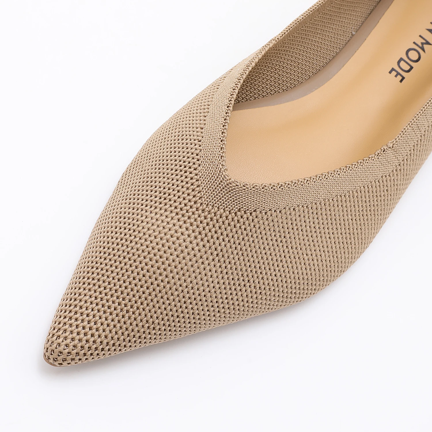 أحذية باليه نسائية محبوكة بمقدمة مدببة قابلة للتنفس سهلة الارتداء أحذية باليه مريحة على الموضة للسيدات #2