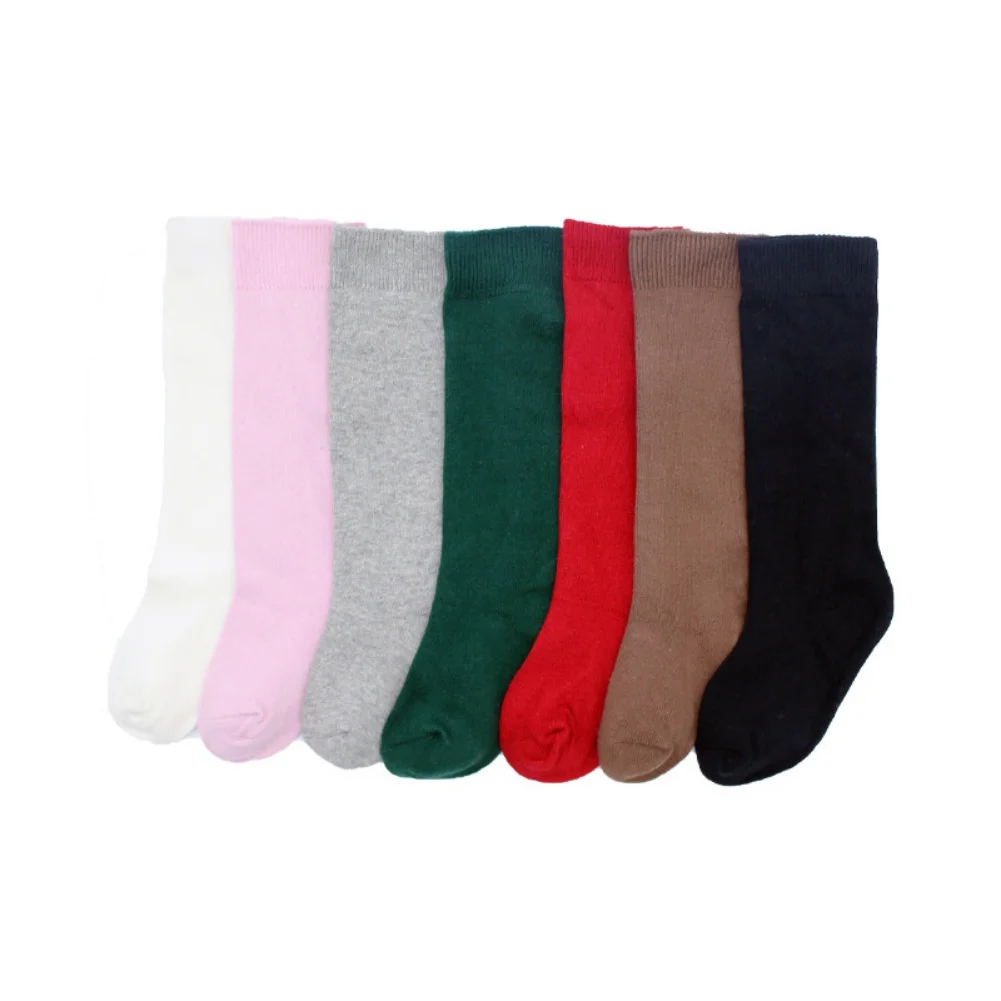 

Solid Kids Knee High Socks Baby Girls Toddlers Long Soft Cotton Sock Children School Uniform Socks For 1-8 Years