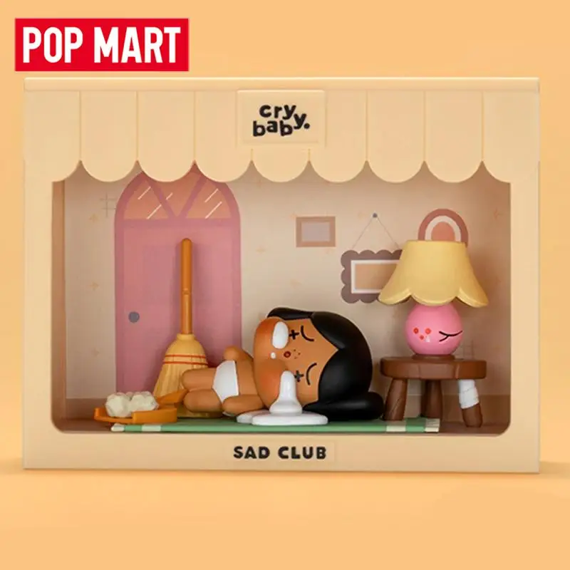 ชุดฉาก POP MART CRYBABY Sad Club Series โดย Molly ของเล่นแบบสุ่มในกล่องลึกลับ ตุ๊กตาตุ๊กตาอนิเมะน่ารัก ของตกแต่งตั้งโต๊ะ