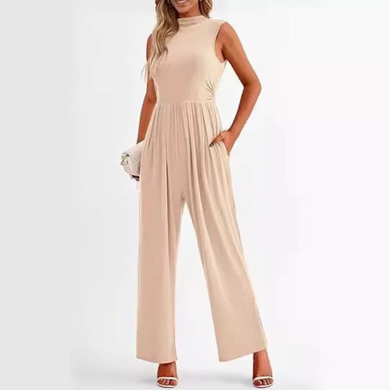 

Stylish Summer Women Jumpsuits 2024 Trendy Pocket Design Sleeveless Elegant Comfortable Office Casual Wear Outfits