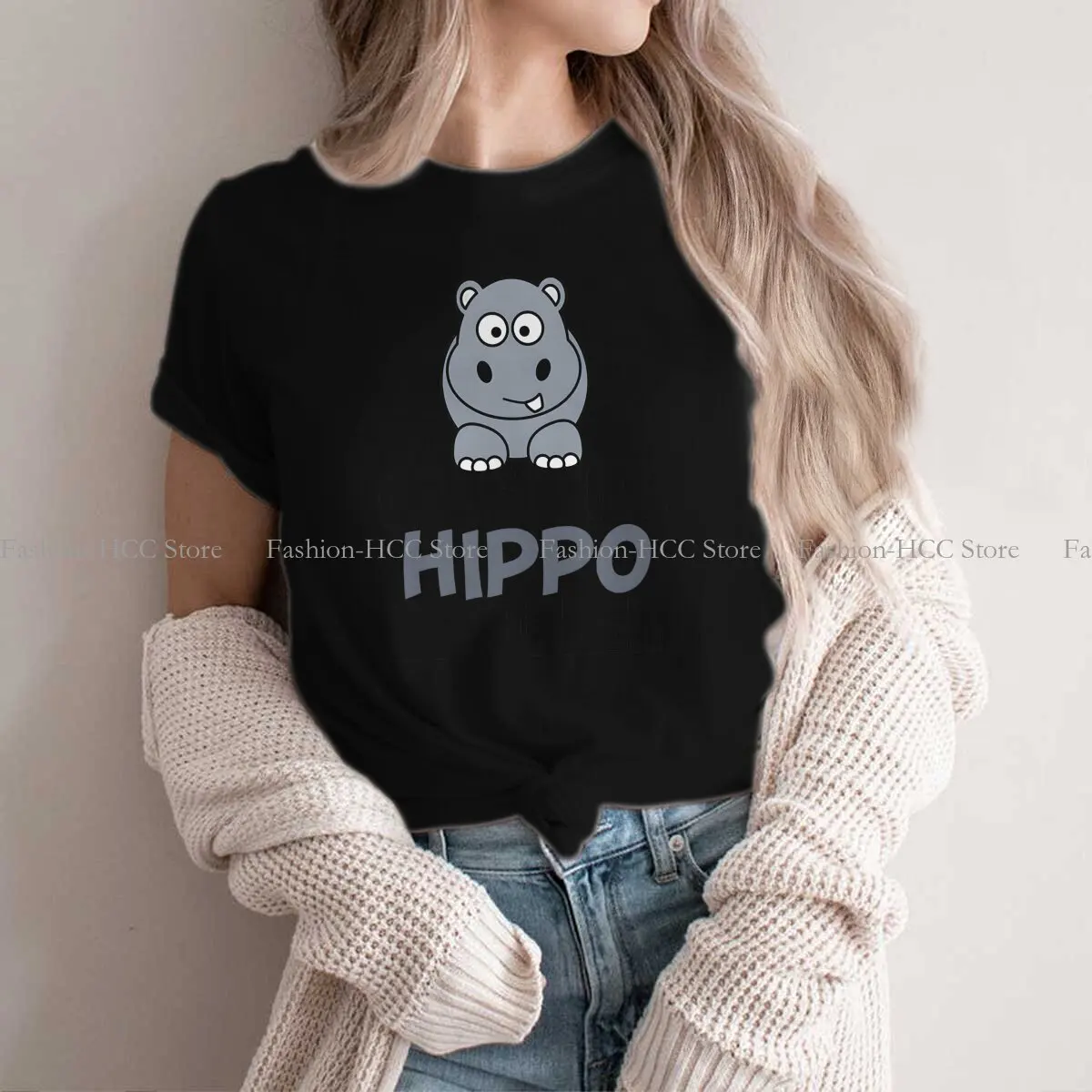 Hippo Polyester TShirt for Women Obsessive Disorder Soft Leisure Sweatshirts T Shirt Novelty Trendy