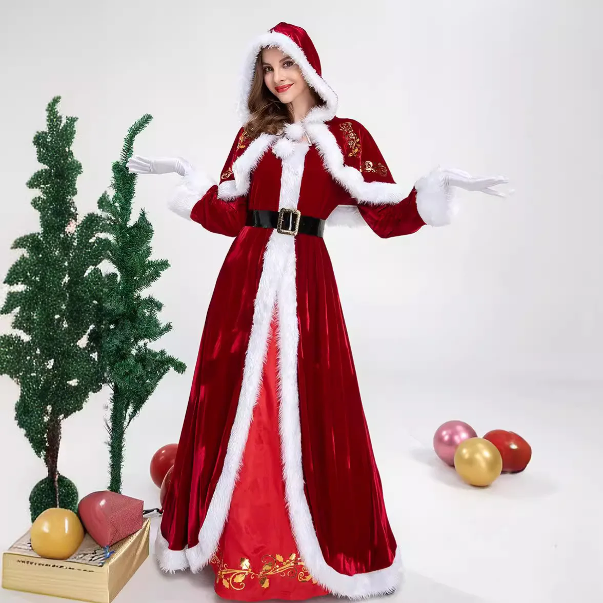 Women's Red Christmas Dress New Year & Carnival Festival Cosplay Costumes Queen Ball Gown Party Dress Christmas Costumes Dress