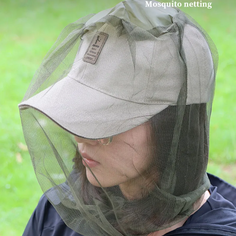 شبكة ثقوب رفيعة للغاية كبيرة وطويلة ، شاشة ذبابة ناعمة متينة ، شبكة رأس حشرات البعوض ، واقي وجه ، قبعة تخييم ، ممتازة