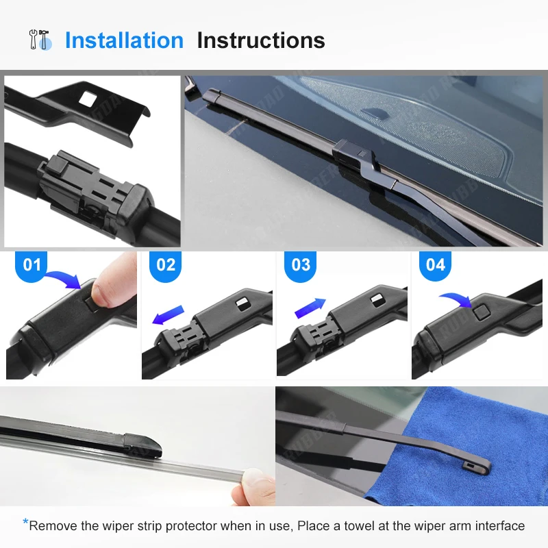 Windshield Windscreen Wiper Blades Set For Skoda Fabia 5J Hatchback Front + Rear 2006 2007 2008 2009 2010 2011 2012 2013