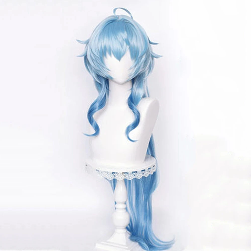 New Ganyu Cosplay Wig Genshin Impact Ganyu Cosplay Wig Long Blue Gradient Wig  With Bangs Trimmed Heat Resistant Hair Cute Wigs