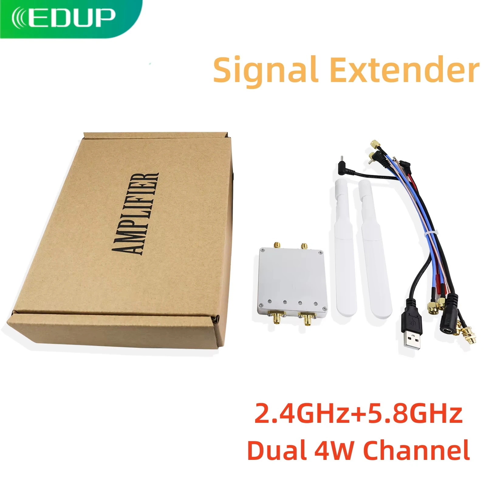 

EDUP WiFi Booster 5.8GHz&2.4GHz Signal Extender Long Range Dual 4W Channel Repeater Dual Antenna Power Amplifier for Router