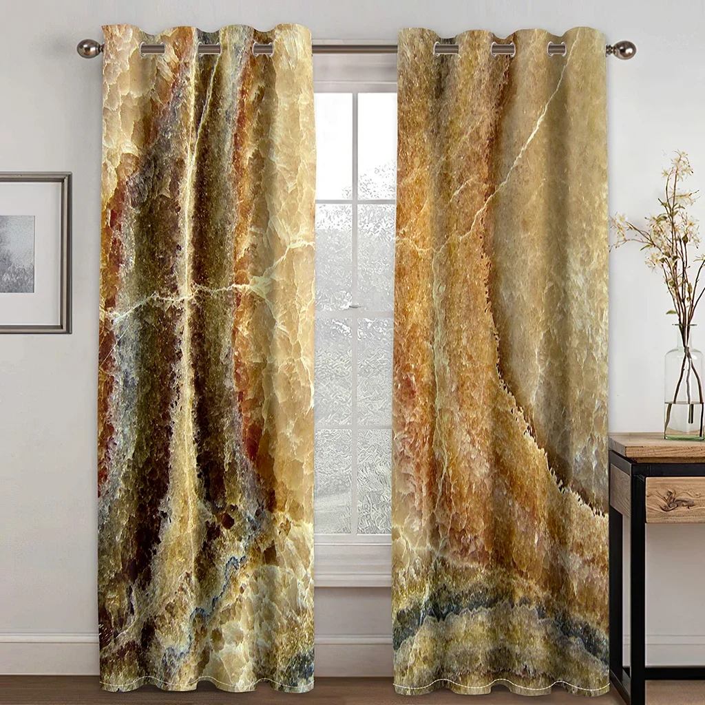 130CM Abstract Rrack Marble Textured Rock Black Serie Thin Windows Curtains for Living Room Bedroom Decor 2 Pieces Free Shipping