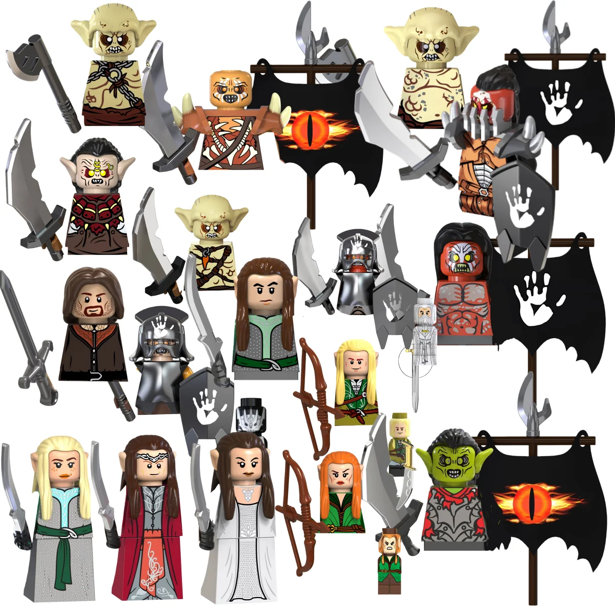 

Blind Box TV6401 Mini Action Figure Toys Orcs Dwarf Elves Rohan knight Army Wars Building Blocks Accessories Christmas Gifts