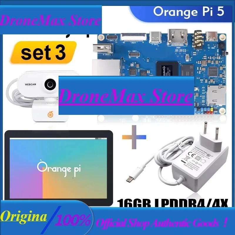 DroMaOrange Pi 5 + 10.1 Inch Touch Screen + Camera + Power Supply Single Board Compute 16GB Ram RK3588S Orange Pi5 Development B