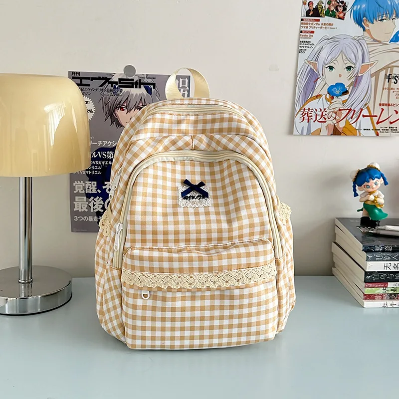 Japanese Style2025New color-blocking lightweight backpack for college students, simple and cute for young girls traveling