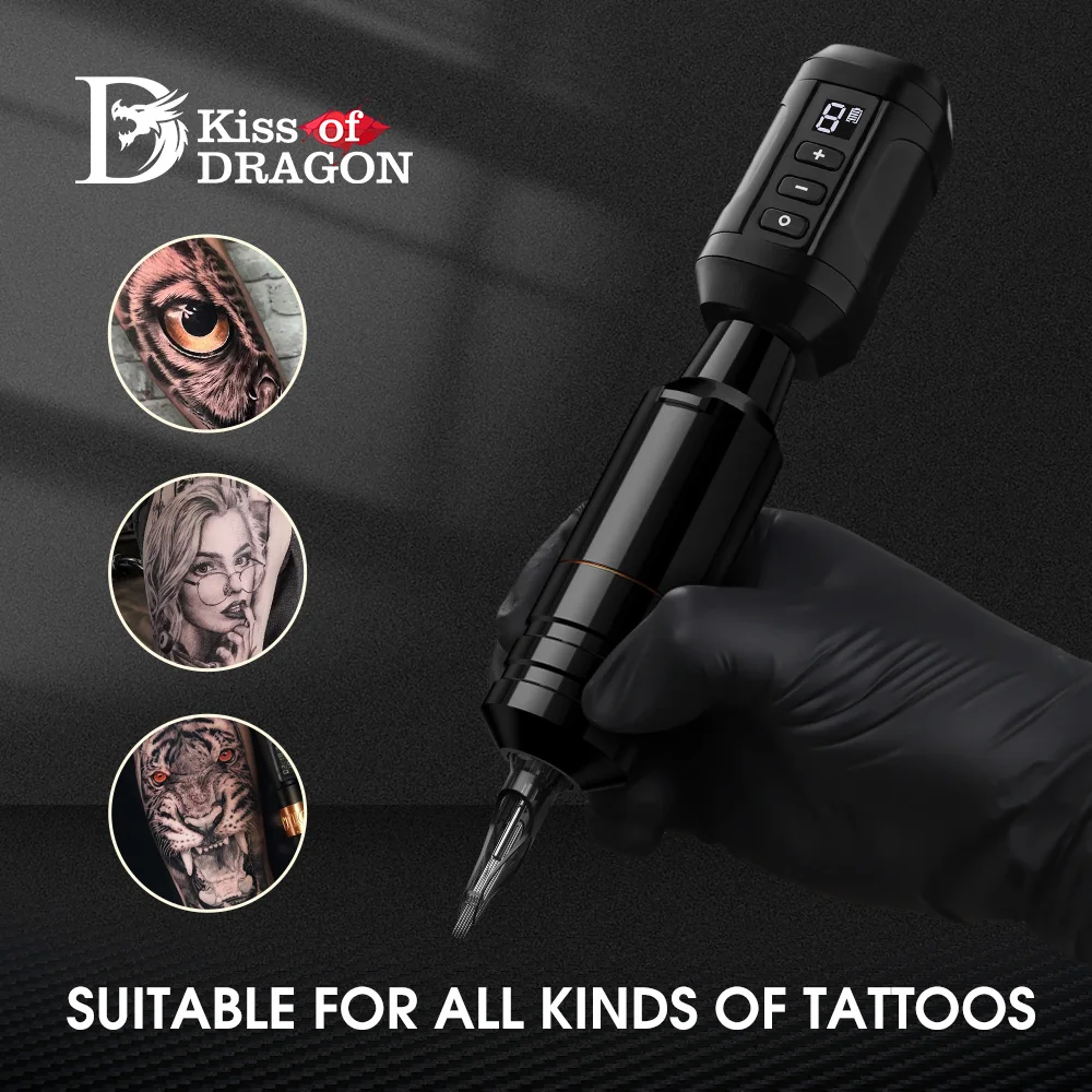 Kiss of Dragon Tattoo Machine With RCA Battery Kit Complete Tattoos Pen Rotary Gun For Artist Beauty Health and Body tatto