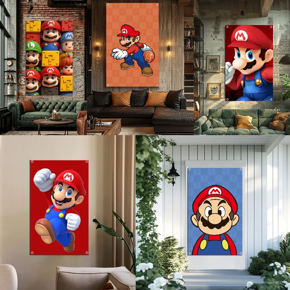 Cute M-Mario Flag Indoor Outdoor Decorative Wall Art Decor Corporate Flag Printing Tapestry Banner