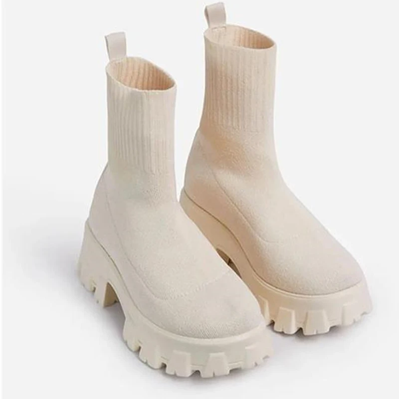 

Women 2022 Sport Sneaker Autumn Winter Platform Shoes For Women White Knitting Platform Zapatillas Mujer