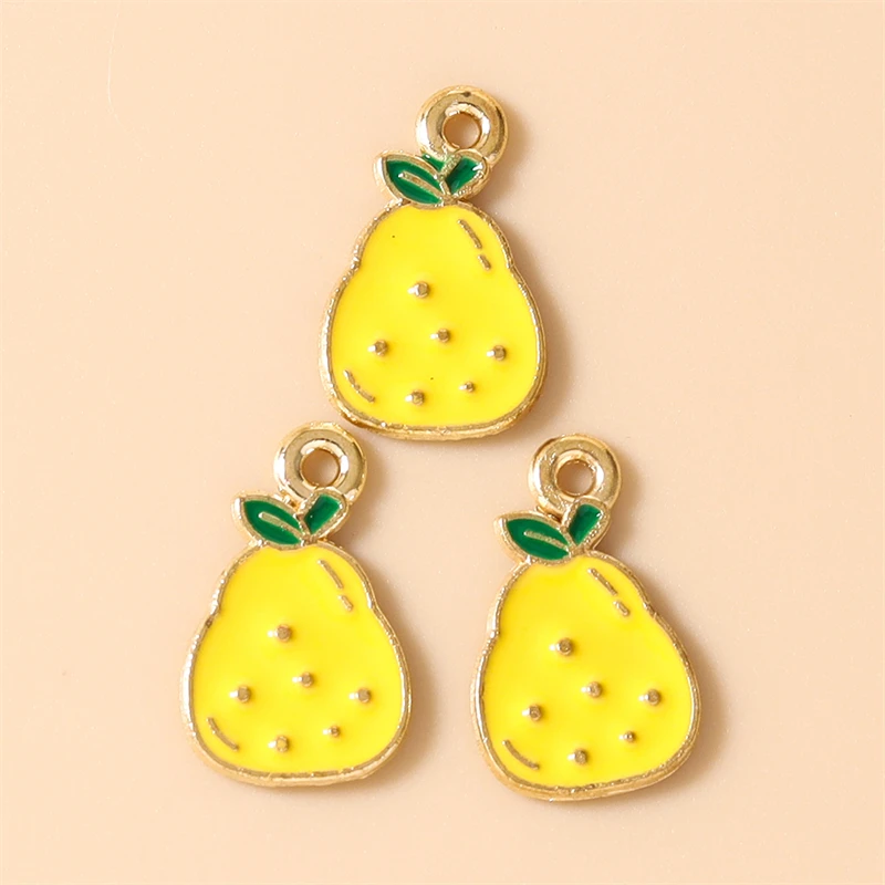 10 Stück 12x16mm Niedliche Emaille-Frucht-Pfirsich-Anhänger Passend für Halsketten, Ohrringe, Armbänder, DIY-Bastelzubehör für Schmuckherstellung – Detail 12