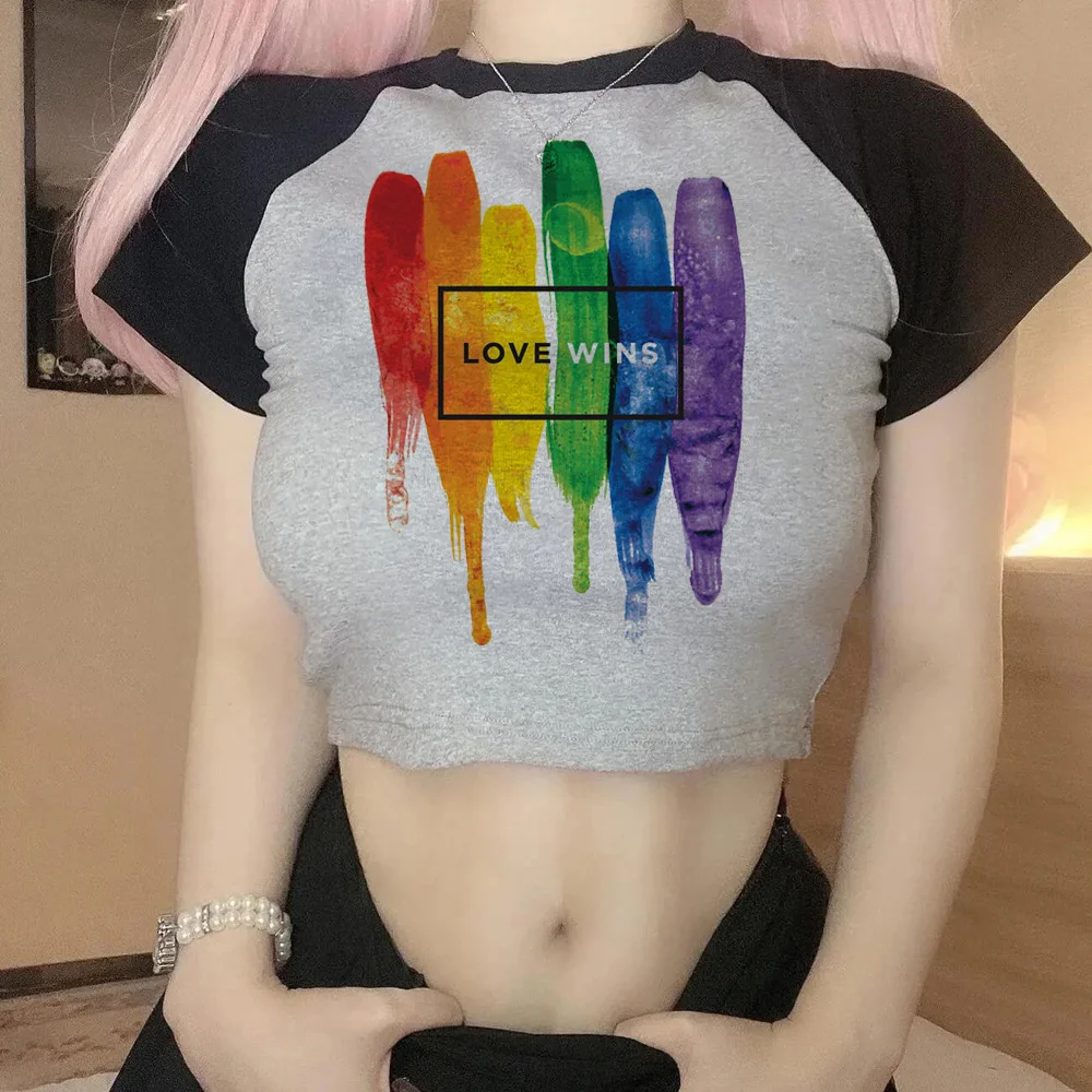 

Love Is Love Lgbt 2000s hippie fairycore crop top Woman aesthetic gothic kawai t-shirts clothes