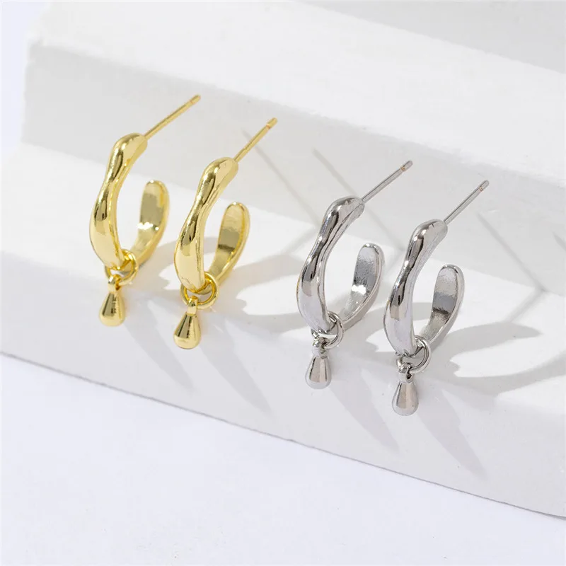 

Metal water droplet earrings for women in 2025, new light luxury geometric design, high-end earrings and earrings for women