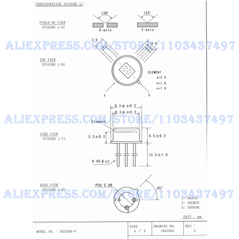 NeW PIR RE200B-P RE200B-P-20 RE200BP 200BP Pyroelectric infrared sensor PIR sensor