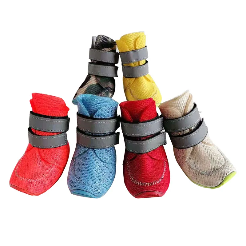 Dog Boots Breathable Dog Shoes for Small Medium Large Dogs Anti-Slip Sole Puppy Booties Paw Protector with Reflective Straps