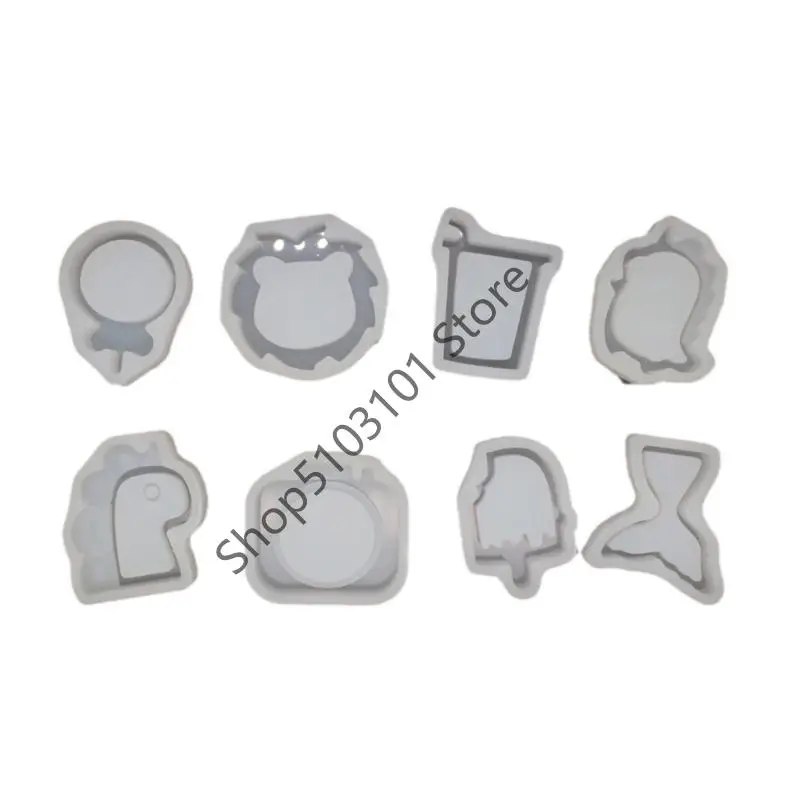 

X6HE Bear Epoxy Resin Molds Shaker Dinosaur Photo Frame Keychain Pendant Silicone Jewelry Making Decorations DIY