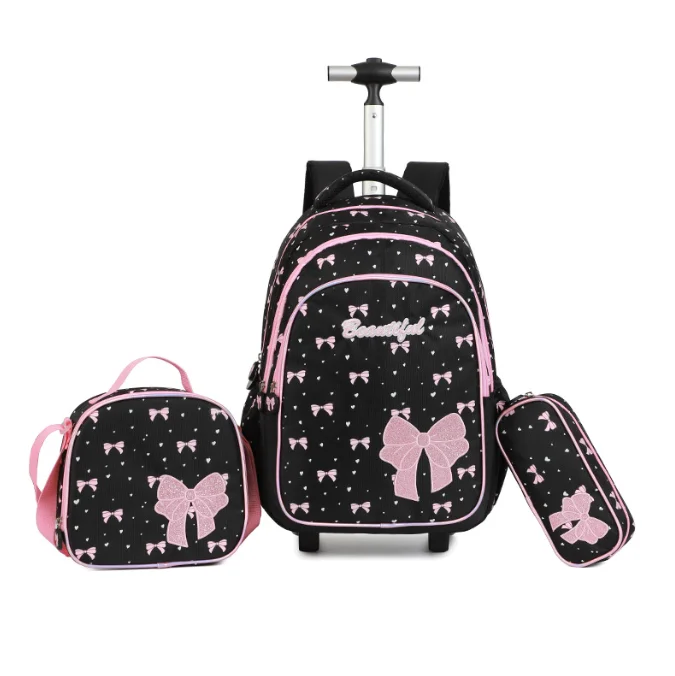 

Школьный рюкзак на колесиках, дорожная сумка на колесиках для девочек, школьный рюкзак на колесиках для девочек, набор школьных сумок на колесиках с сумкой для обеда