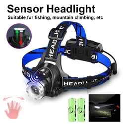 Powerful Induction Led Headlight L2/T6 LED Zoomable Head Lamp Fishing USB Rechargeable Headlamp 18650 Battery Waterproof Hunting