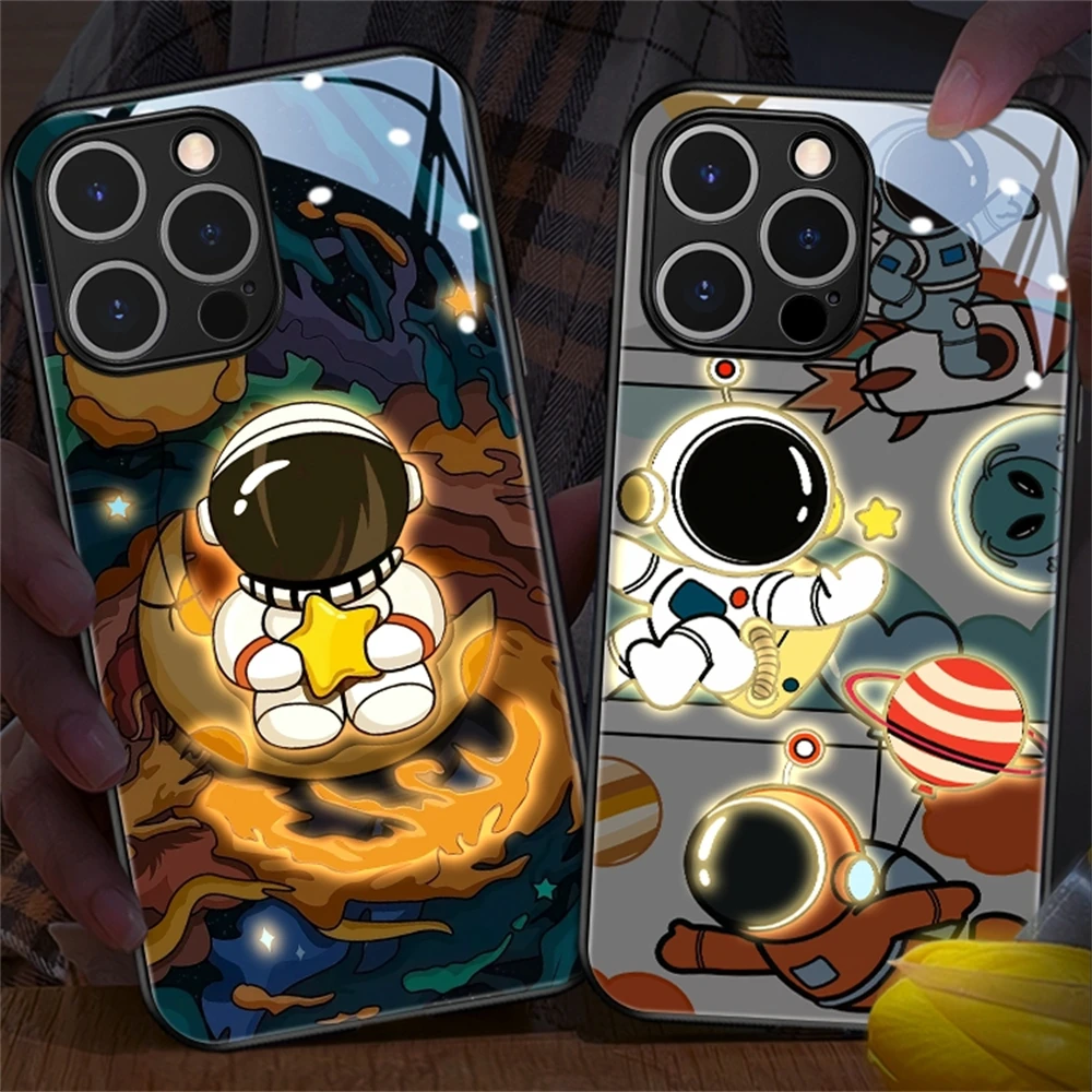 2026 Beliebte Astronauten-Sound-Control-LED-Flash-Hüllen Leuchtende Glasabdeckung für iPhone Air 17 E 16 E 15 14 13 12 11 Pro Max Plus – Detail 19