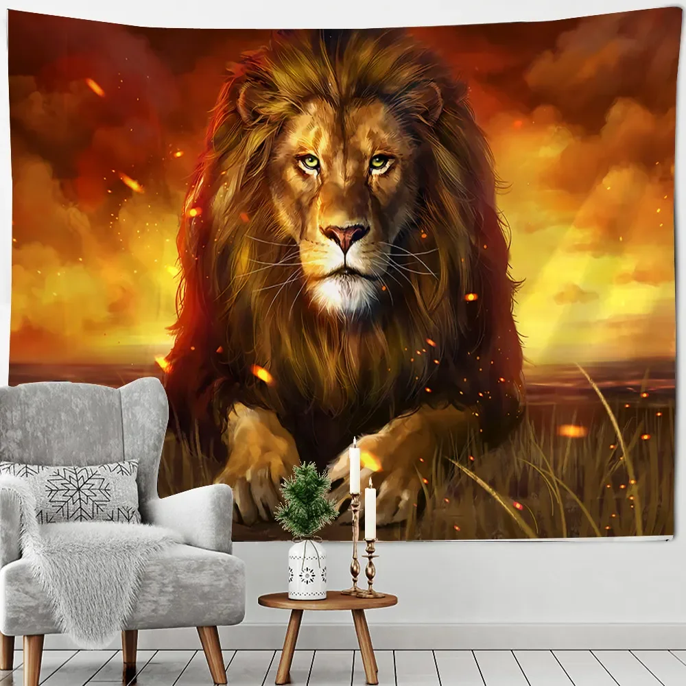 Lion Wall Hanging Lion Family Tapestry Art Deco Blanket Curtain Hanging At Home Bedroom Living Room Decoration